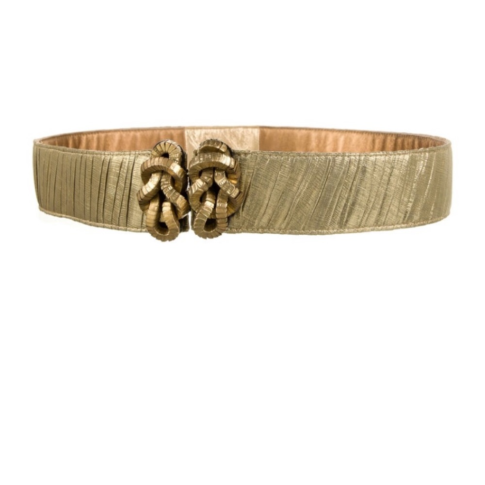 Oscar de la Renta Metallic Tulle Knot Buckle Belt